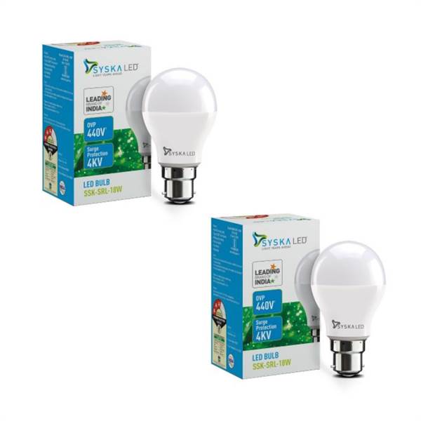 SYSKA 18W LED Bulbs with Life Span Up To 50000 Hours- (White)- Pack of 2